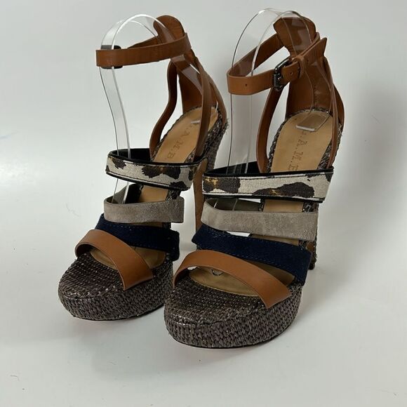 Lamb High Heel Sandal Animal Print Size 8 platform leather Gwen Stefani - Picture 3 of 8